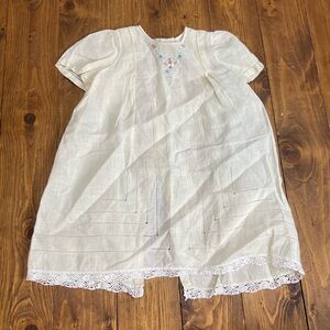 Vintage baby dress cream with multicolor embroidered flowers
